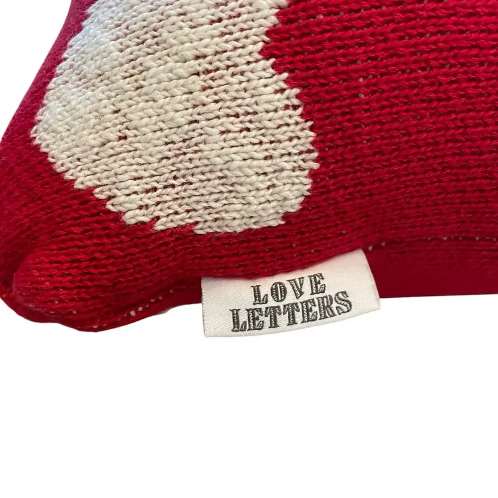 LOVE LETTERS 20x20 Heart Pillow Red and White Valentine's Home Decor NEW